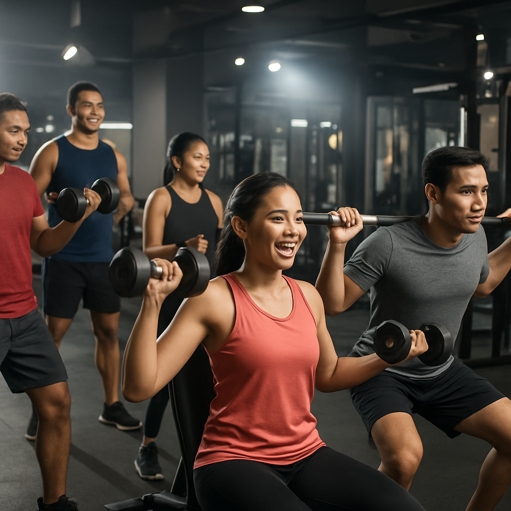 Orang Indonesia berlatih di fitness studio